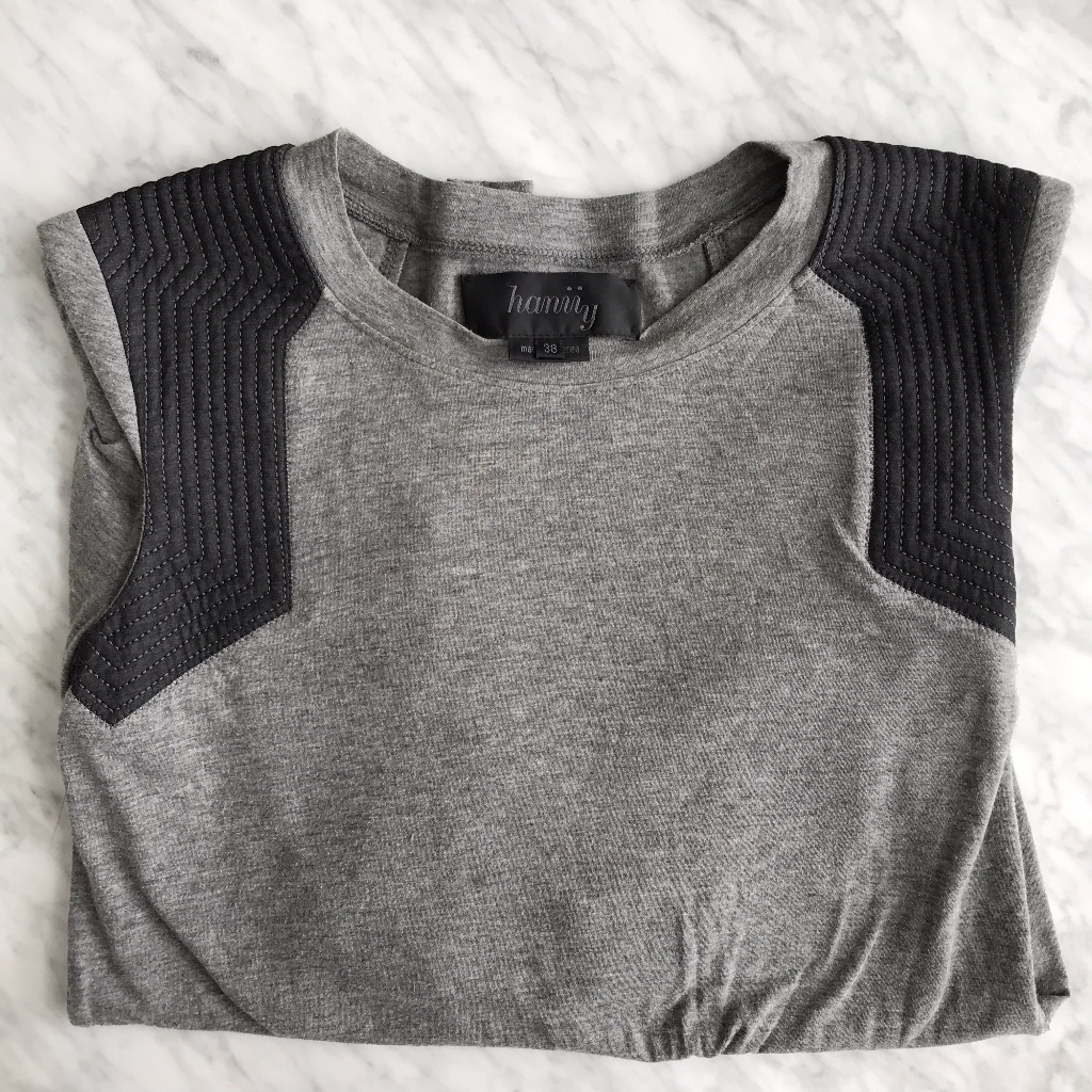 Hanii Y Long Sleeve Moto Tee Gray + Black